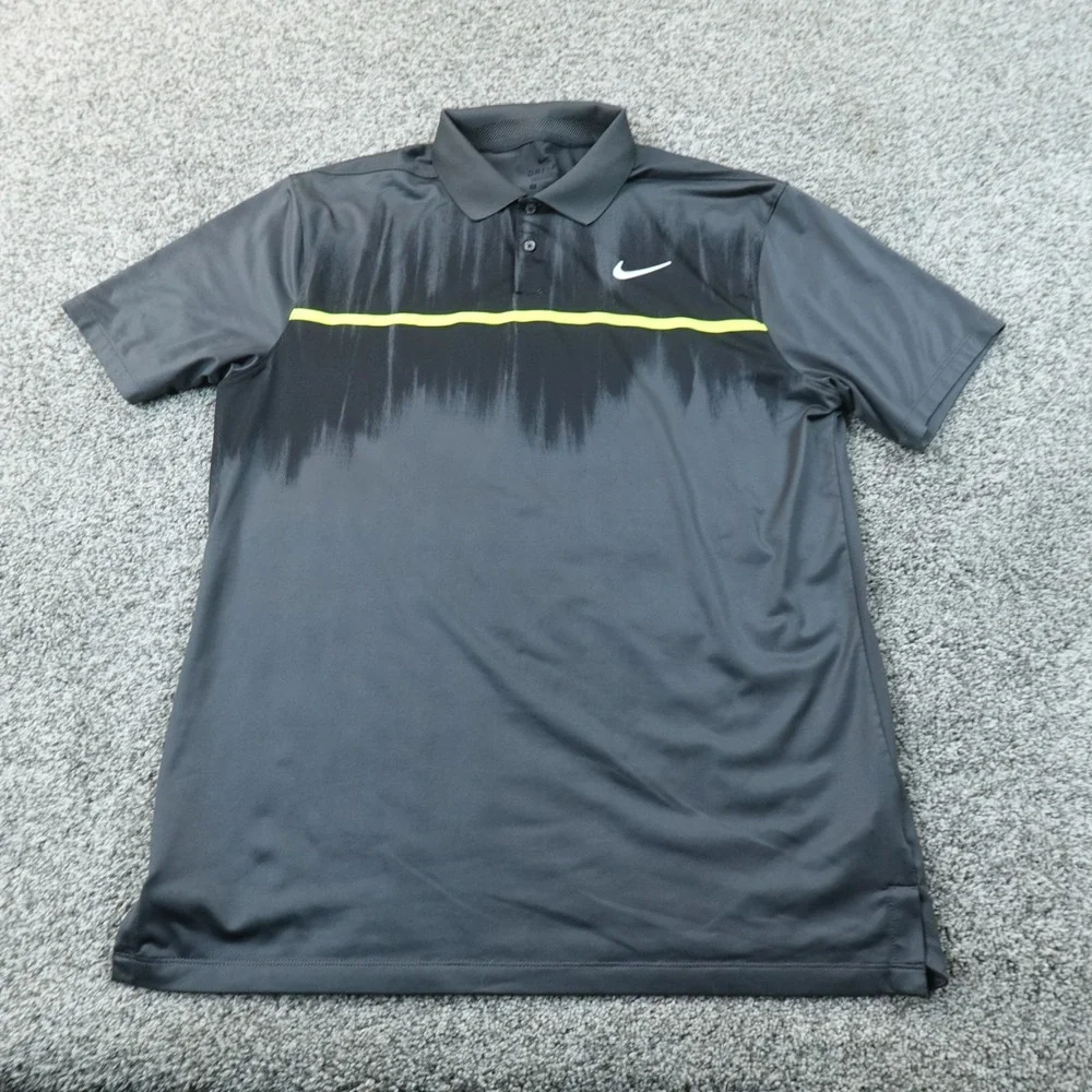 Nike Polo Shirt Mens M Gray Dri FIT Vapor Ikat Performance Golf Tennis Swoosh